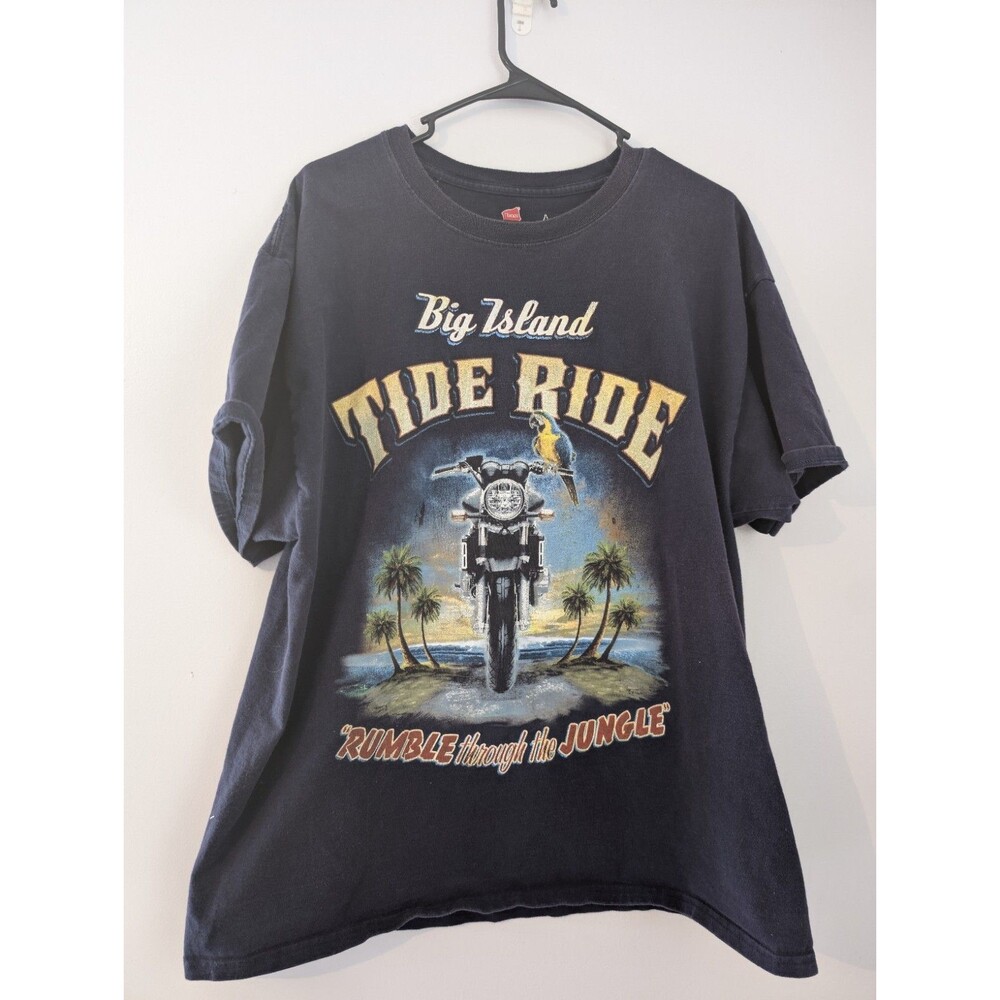 Hanes Beefy-T Big Island Tide Ride Rumble in the Jungle T-Shirt Men’s XL Graphic